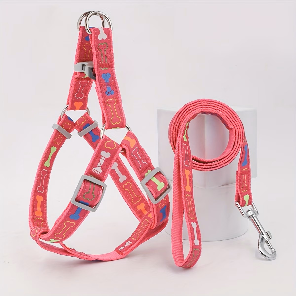 D Ring Strap - Verstellbares Hundegeschirr mit Schnellverschluss-Schnalle, strapazierfähiges Polyester-Hundebrustgeschirr,