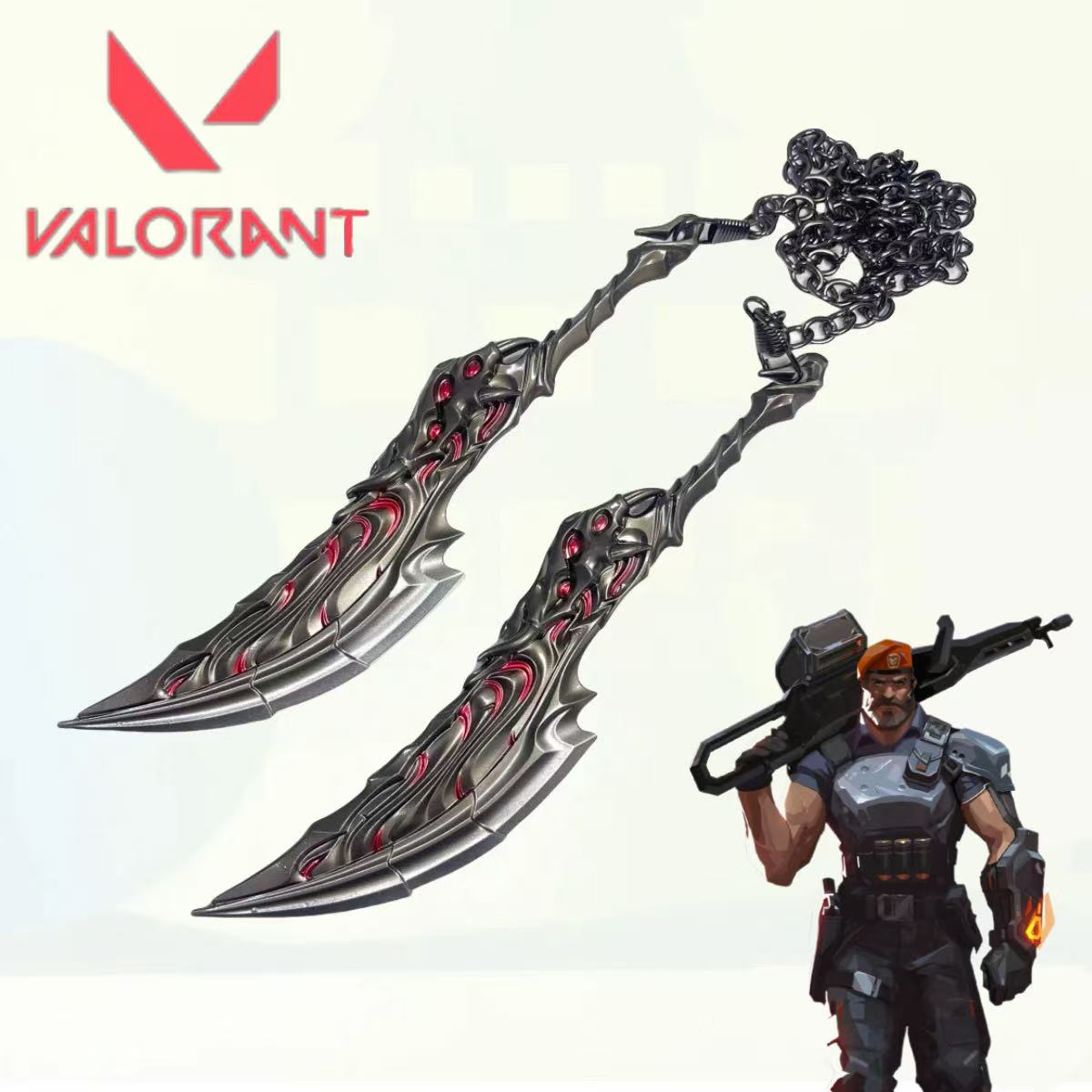Cosplay Flame Prop - 7,1 Zoll Valorant Flammen-Metall-Katana-Schwert Japanisches Katana-Säbel