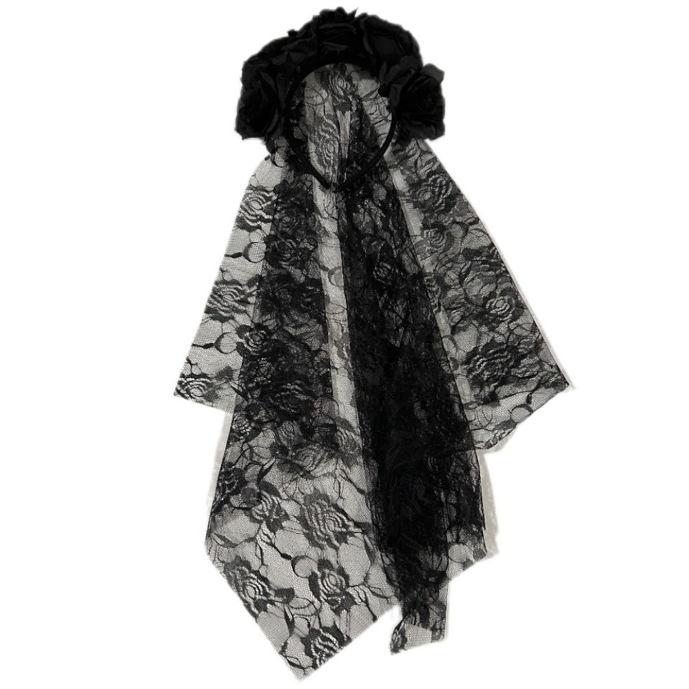 Cosplay Material For Prop - Spukhaftes Braut-Stirnband aus Spitze, Gothic-Performance-Requisite, Simulationsrosen-Haarband,