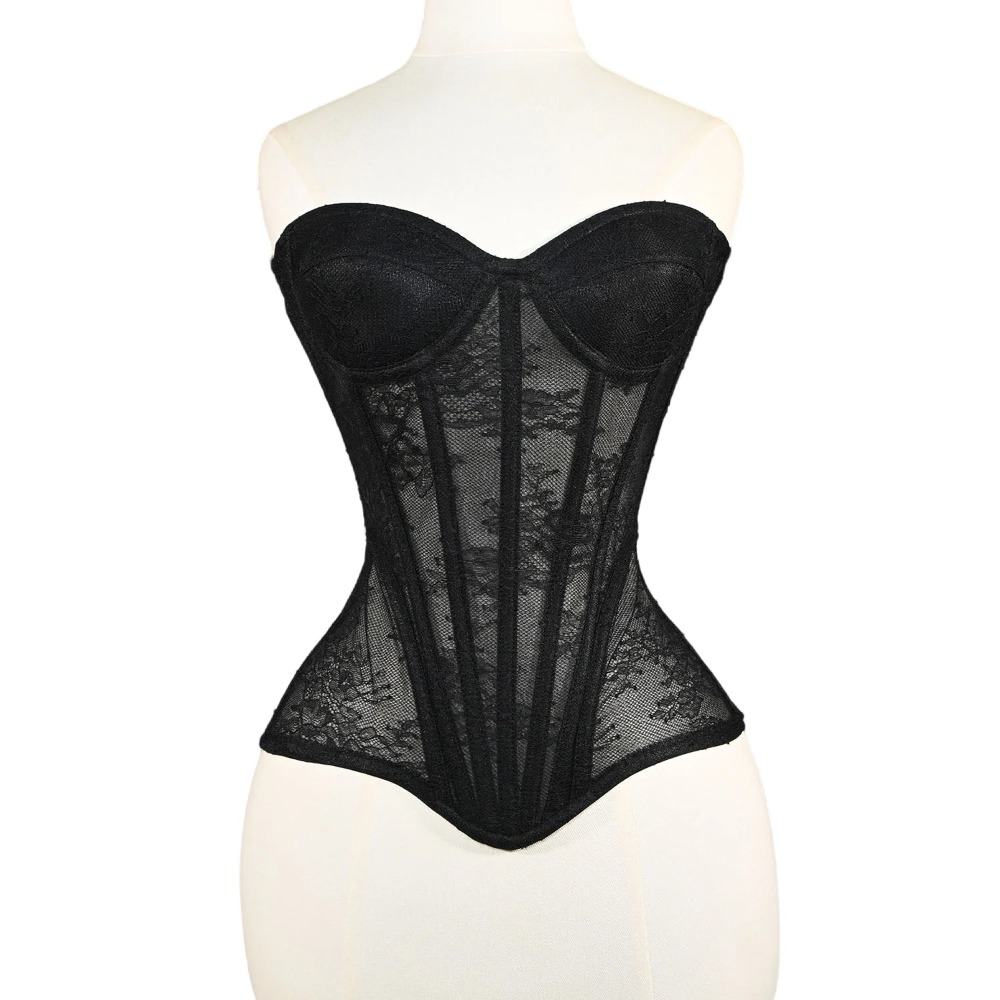 Boning Corset Steel - Frauen Mesh Korsett Busiter Overbust Cups