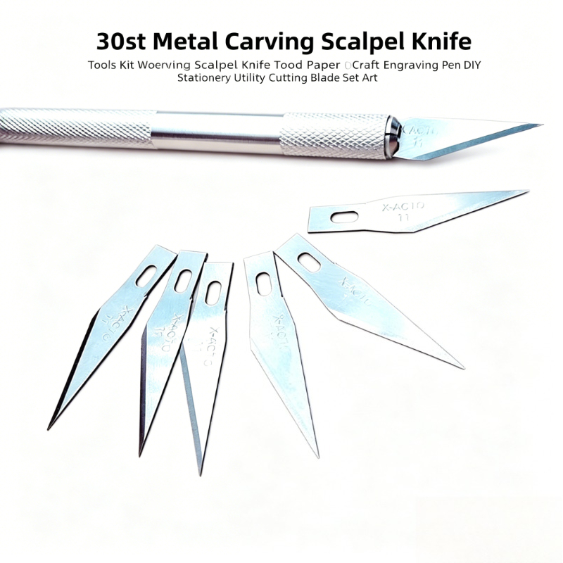 Craft Knife Set - 30-teiliges Gravur-Skalpellmesser-Set Metall-Schnitzklingen Holz-Papier-Bastelset DIY-Universalmesser Schreibwaren