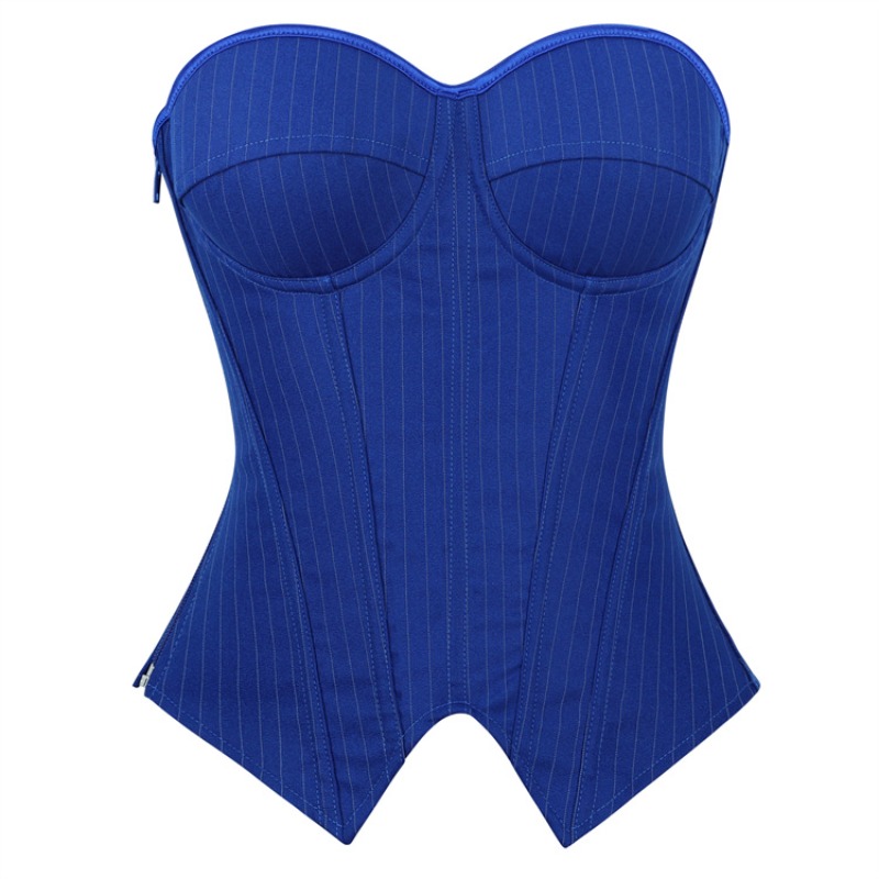 Boning Corset Steel - Vintage Gestreiftes Overbust-Korsett mit Sweetheart-Ausschnitt, Stahlverstärktes