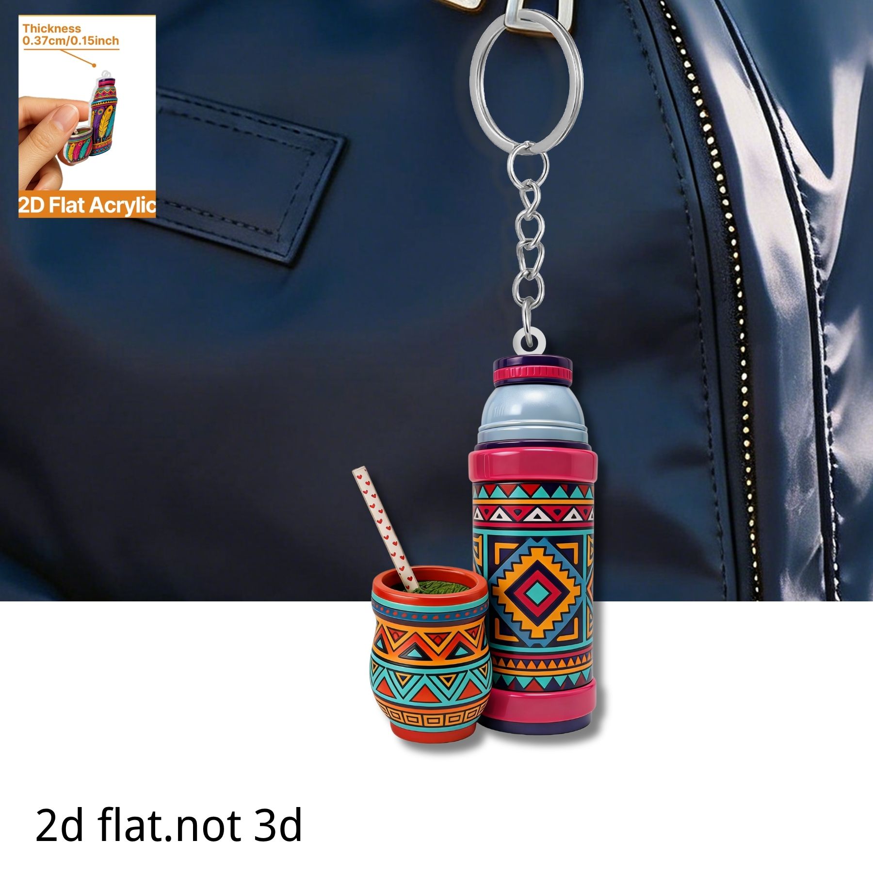 Worbla Thermoplastic - Thermosbecher-Schlüsselanhänger, 2D Flacher Acryl-Anhänger, Mate-Cup-Themen-Ornament-Charms, Hängende